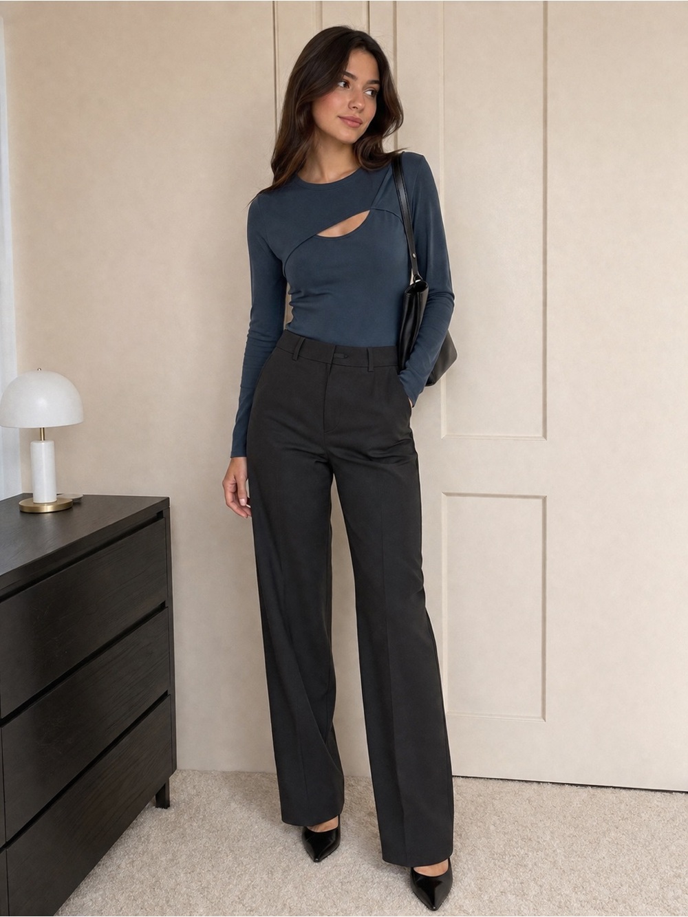 RW&CO. Black High-Waist Wide-Leg Coupe Signature Trousers